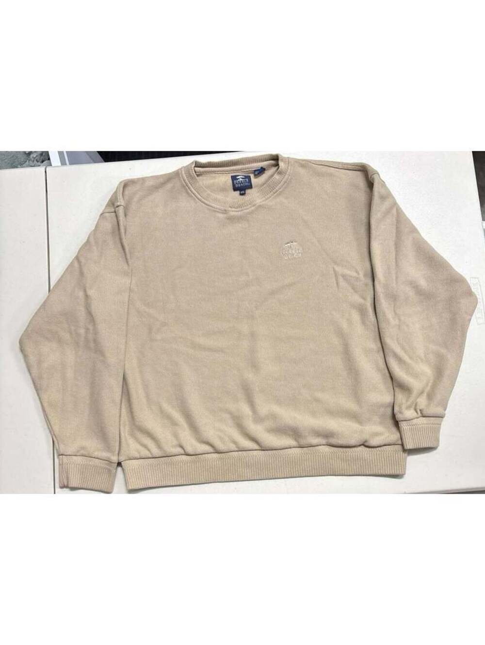 Pebble Beach Golf Men’s XXL Tan Beige Pique Knit Crewneck Sweatshirt Cotton